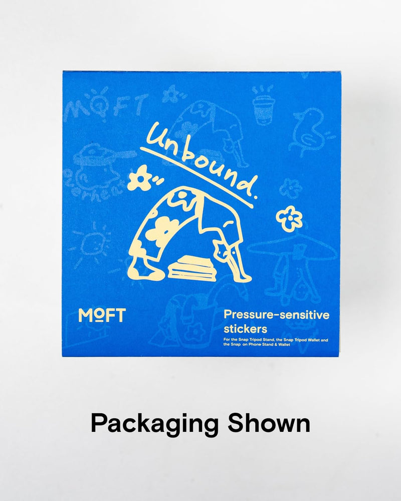 MOFT Pressure-Sensitive Art Stickers, Residue-Free Decorative Vinyl Decals for Snap Tripod Stand, Snap Tripod Wallet, and Snap-on Phone Stand & Wallet, 2 Unique Designs Per Pack (4.5×4.5in)