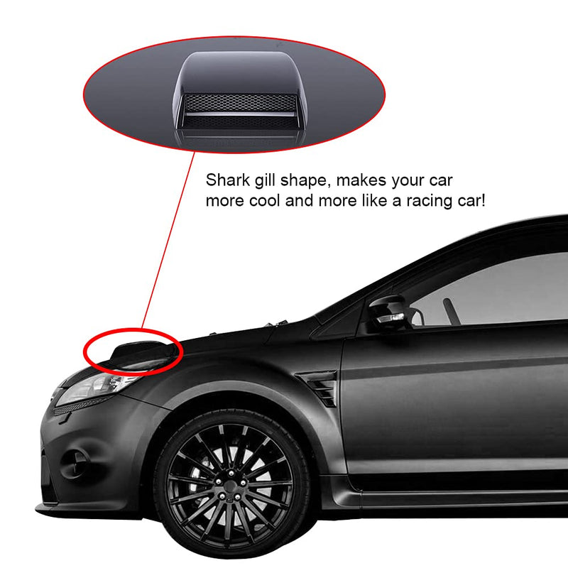 Universal Car Decorative Air Flow Intake Hood Scoop Bonnet Vent Sticker Cover Hood (Black)