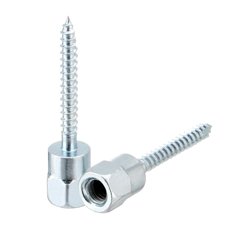 3/8" Vertical Rod Anchor Screw 1/4" x 2", Threaded Rod Anchor Screw Fitting for Wood, Galvanized Carbon Steel, Silver (Box of 25)