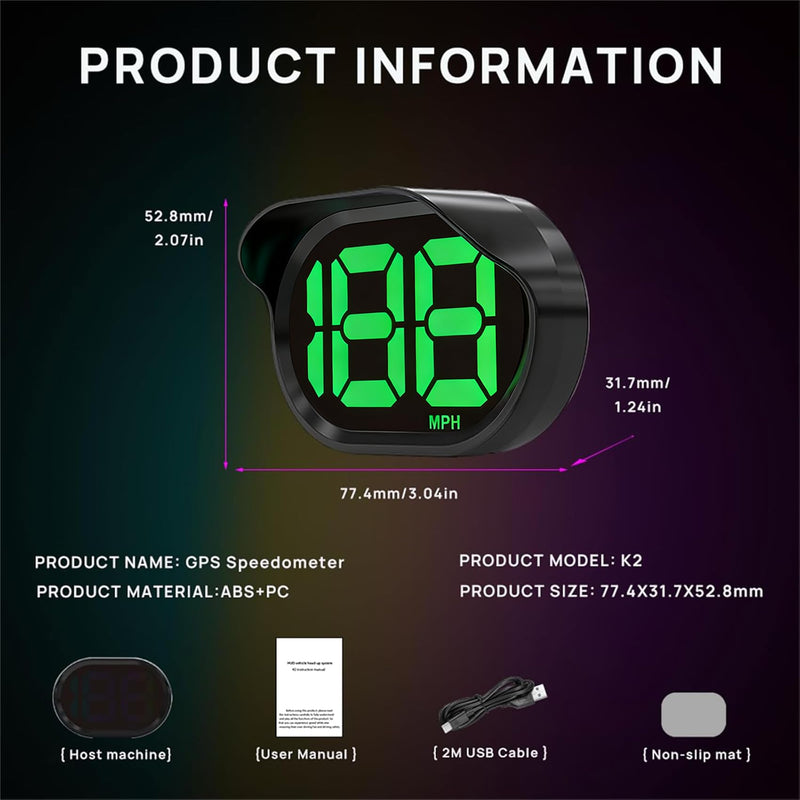 GPS Digital Speedometer for Car MPH, USB Connect Plug and Play for Car Truck Motor SUV All Vehicles, Automatic Brightness Adjustment,Large Font Display K2-Green