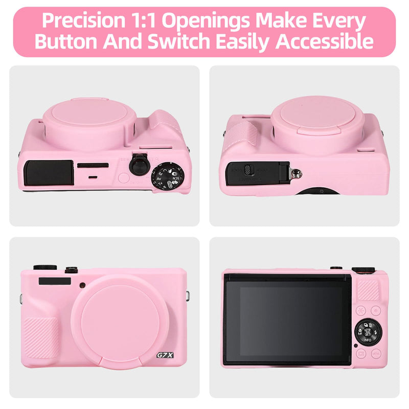 Camera Case for PowerShot G7 X Mark III, Hard Case + Silicone Cover, Pink | Protective Carrying Bag, Dust & Scratch Resistant, Compact Portable, Vlog Shooting & Daily Travel Use