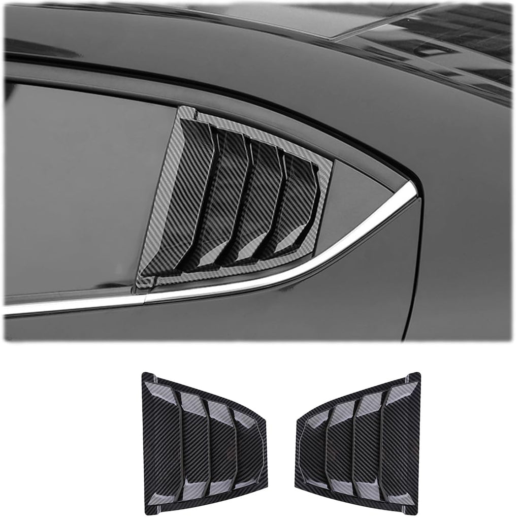 2Pcs Rear Side Window Louvers Air Vent Scoop Shades Cover Blinds Trim for MAZDA 3 Axela 2014 2015 2016 2017 2018 - ABS Carbon Fiber Sport Accessories.