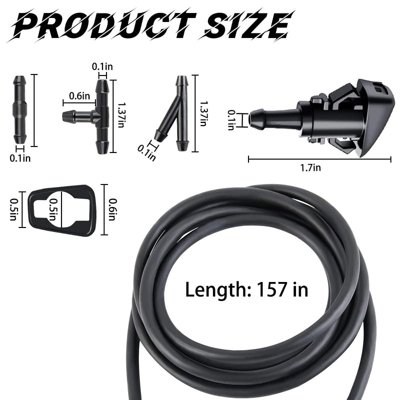 AUCELI Windshield Washer Hose Kit 22 Pcs Set, 4M Washer Fluid Hose, 6 Pcs Hose Connectors, 2 Fan Nozzles, Connect Car Water Pump and Nozzles Suitable for Most Car Windshield Fluid Tubing 22Pcs