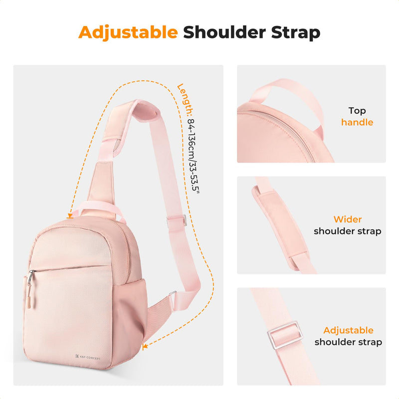 K&F CONCEPT Camera Sling Bag, Compact Crossbody Bag for DSLR Mirrorless | Lightweight Fabric, with Tripod Holder, Quick Access & Custom Dividers, Men & Women, for Sony Canon Nikon, Pink, BS06 Sling Bag-5L