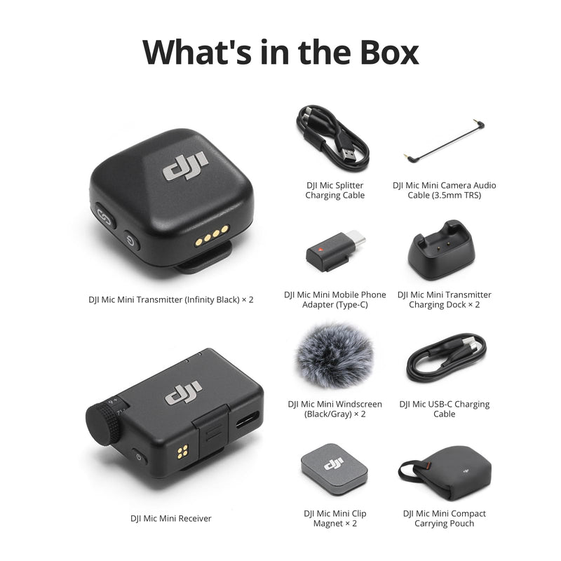 DJI Mic Mini (2 TX + 1 RX), Detail-Rich Audio, Wireless Lavalier Microphone for Camera/Android, 2-Person Vlog, Team Production Mic Mini (2 TX + 1 RX) Single