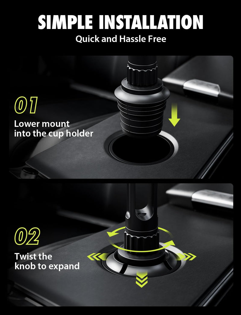 Bracketron TripGrip Cup Holder Phone Mount for Trucks, 360° Expandable Base | TripGrip cup holder phone holder with one-click release, expandable base securely holds smartphones & GPS devices up to 4.2"