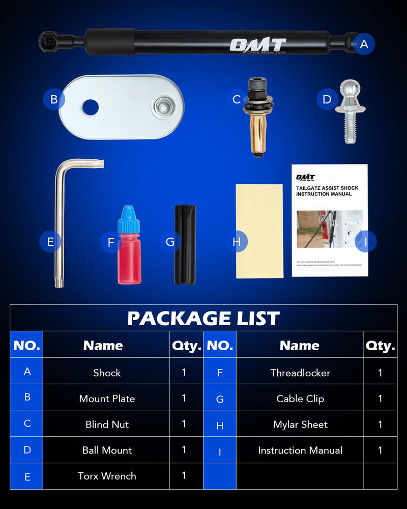  [AUSTRALIA] - Orion Motor Tech Truck Tailgate Assist, Pickup Tailgate Lift Assist Kit, Truck Accessory Compatible with 2009 2010 2011 2012 2013 2014 2015 2016 2017 2018 2019 2020 2021 2022 Dodge Ram 1500 2500 3500