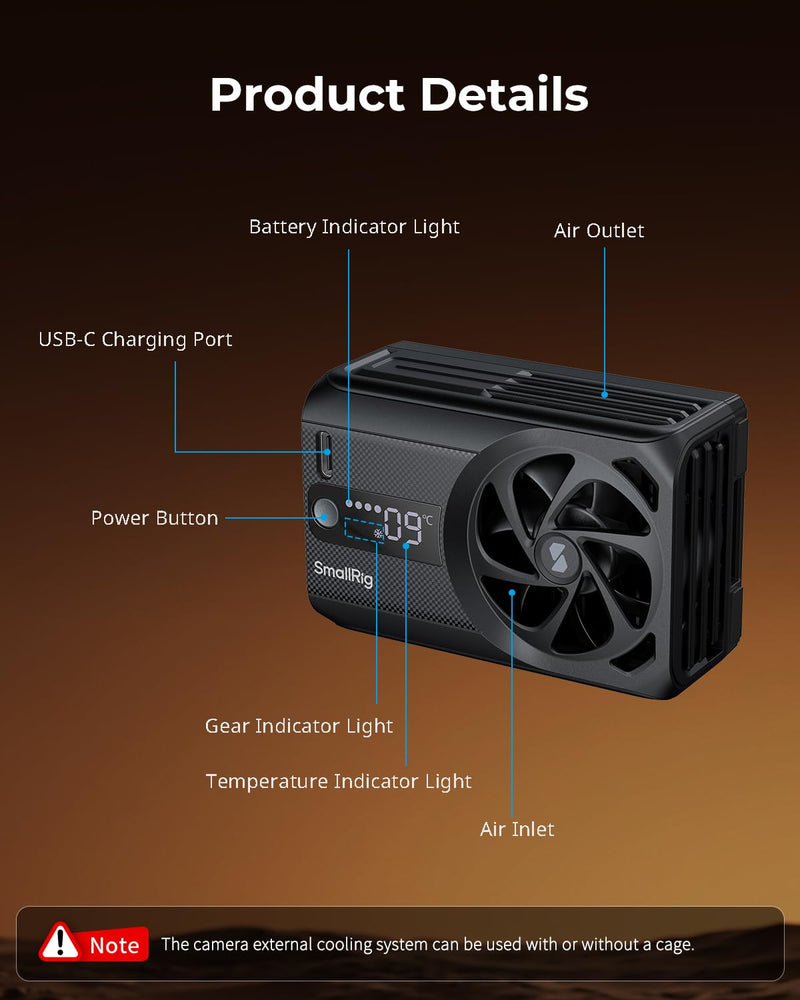 SmallRig TEC Cooling Fan Built-in Battery, External Camera Cooling System with TEC Cooling Module, for Sony A7 IV/A7S III/A7C II/A6700/ ZV-E10 / ZV-E10 II/FX3/FX30, for Canon R5/R5 II/R6 III/R6 V TEC+Cooling Fan