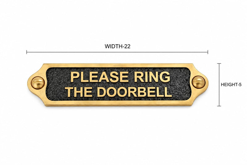 Solid Brass Please Ring The Doorbell Plaque Sign, Black Background Doorbell Notice Plate, Entrance Door Sign for Home, Office, Shop, Reception, Hotel, Clinic, Business Entryway Signage(PLEASE RING THE DOORBELL)