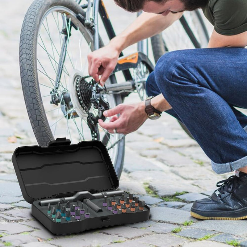 24 in 1 Magnetic Ratchet Screwdriver Set, Upgrade DIY Screwdriver 24 in 1 Multi Bit Magnetic Drive Set with Detachable Ratchet Handle, Multipurpose Repair Tool Kit for Furniture Computer Bicycle
