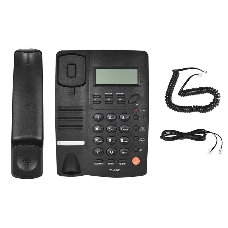Desk Corded Telephone Phone with LCD Display Caller ID Adjustable Calculator Alarm Clock for House Home Call Center Office Company Hotel