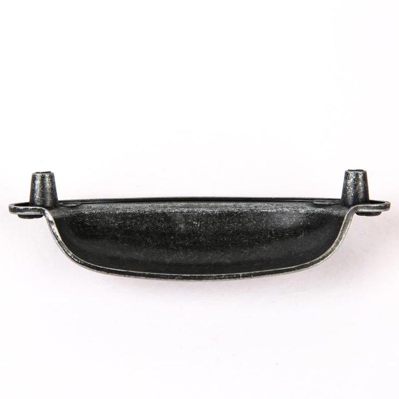 10-Pack 3 1/2" Hole spacing Vintage Farmhouse Style Pulls Cup Pull Handles Knobs Shell Ear-Like Handle Knobs for Cabinet Dresser Drawer Bin 3.5 inch 89mm (10, Antique Silver) 10