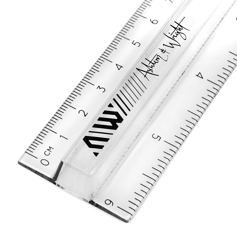 Ashton and Wright - 6 Inch / 15cm Raised Rulers - Shatter Resistant (Pack of 50, Clear) Pack of 50