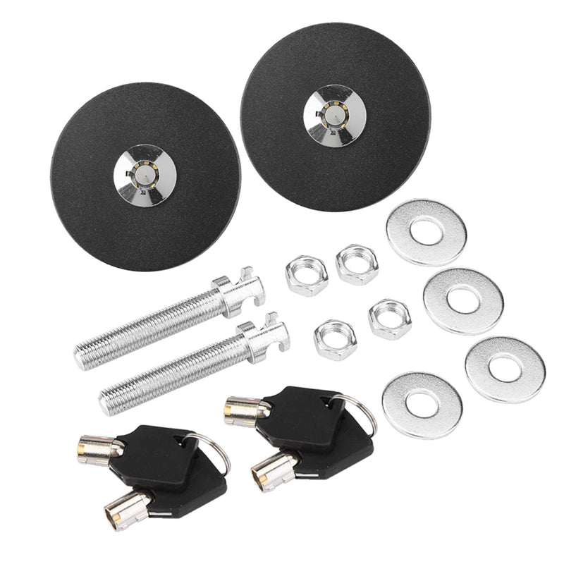 Car Engine Hood Cover Lock, Locking Hood Pins Key Kit, Car Universal Engine Hood Cover Lock Key Pin Kit Security Latch Pin (Black)