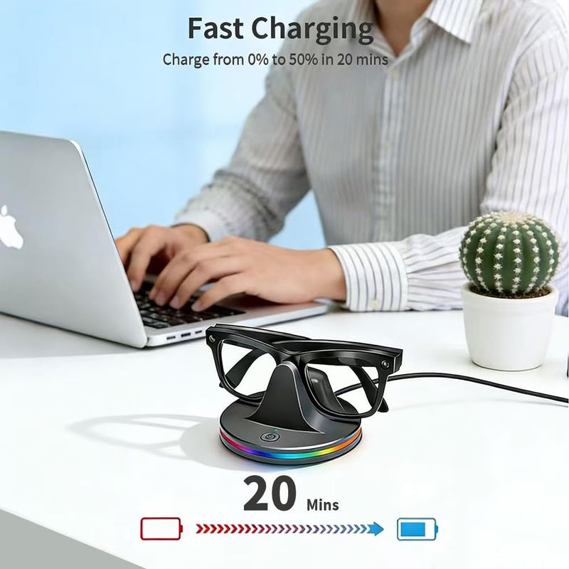 Charging Dock Compatible with Meta Ray-Ban Glasses, Charging Stand Compatible with Wayfarer, Skyler, Headliner & Oakley Meta HSTN, with LED Power Status Light and USB-C Cable
