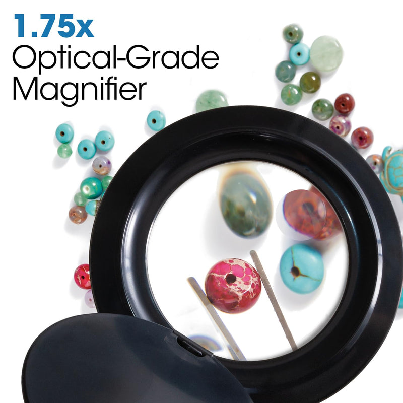 OttLite LED Lamp Clip On Magnifying Glass with Light – Optical Grade Magnification, Adjustable Arm, ClearSun LED Technology for Crafting & Needlework, Great Desk Lamp, Book Light, Reading Lamp Black