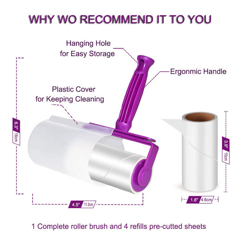 Mr Hsiung & Mrs Yin Lint Rollers for Pet Hair, Clothes Roller, Lint Roller for Clothes, Extra Sticky Lint Remover Brush, Pet Hair Remover, 1 Roller + 5 Refills, 300 Sheets Total 1 Handle, 5 Refills (300 Sheets)