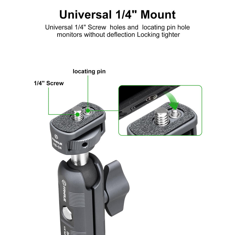 FANAUE Mini Articulating Arm Mount Camera Accessories Compatible with 1/4"-20 to 1/4"-20 Connectors (with Locating Pins) Aluminum-Built Arm Offers Flexibility Connectors