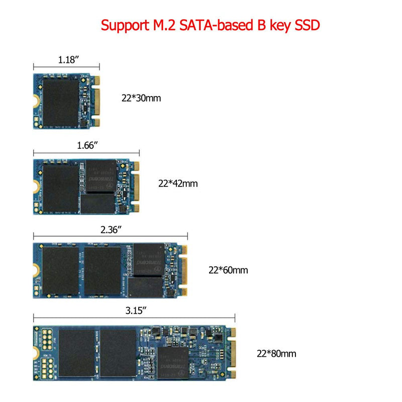 M.2 to USB Adapter, B Key M.2 SSD Adapter USB 3.0 (No Cable Needed), USB to 2280 M2 SSD Drive Adapter, NGFF Converter SSD Reader Card