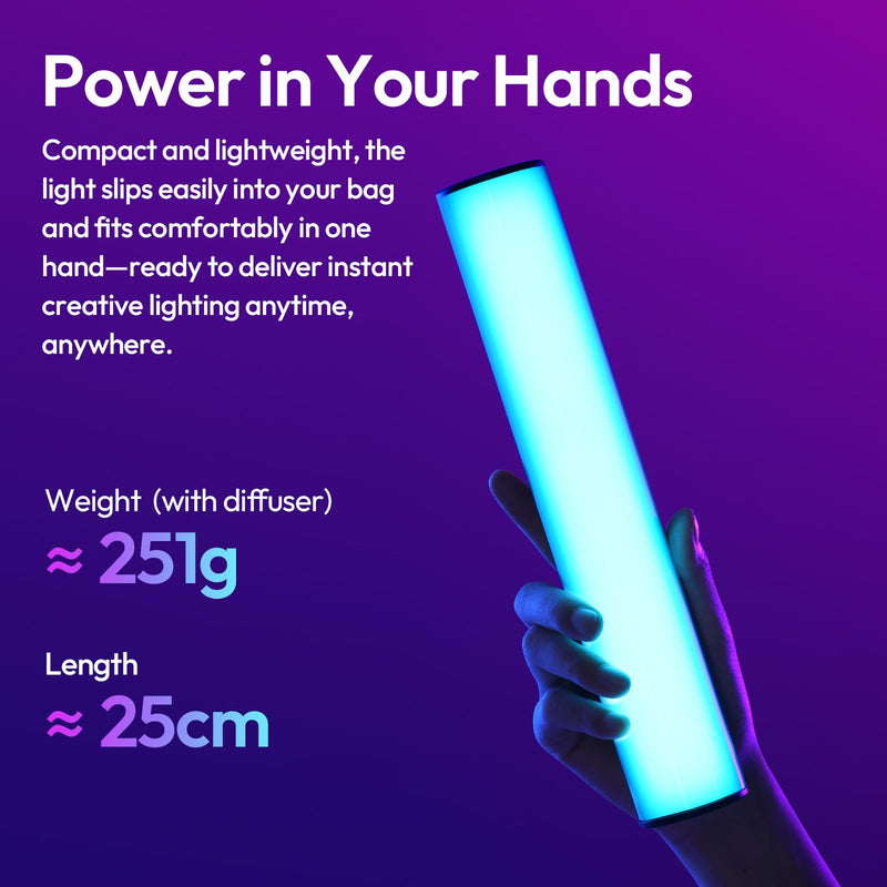 ULANZI B15RGB Magnetic RGB Light Wand - Handheld LED Video Light Stick with Diffuser, 3300mAh 1800-9000K 20 Effect Dimmable Camera Tube Light for Video Recording Studio Photography TikTok YouTube Vlog 1 pcs-Medium