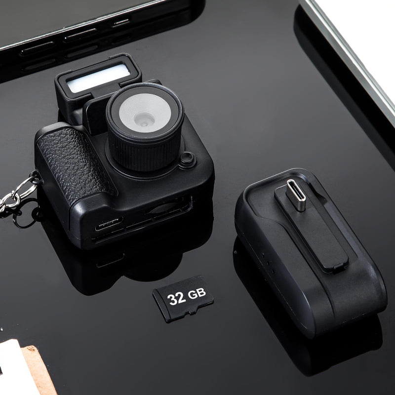 Mini Digital Camera Keychain with Flash Light 1080p Tiny Camera Mini Retro Micro Dv/Camcorder with 600 Mins Battery Life Compact Portable Recorder for Travel Study Recording(Black,32 GB) Black 32 GB