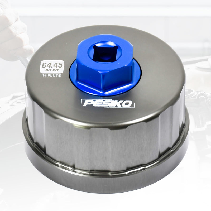 64mm 14 Flute Oil Filter Wrench for Toyota, Lexus and Scion, Precision Machined Aircraft Aluminum Oil Filter Removal Tool for Easily Remove Oil Filter 64mm Oil Filter Wrench