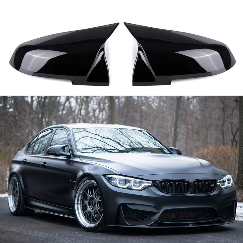 Door Rearview Mirror Cover Cap Replacement for BMW F20 F22 F23 F30 F31 F32 F33 F36 F87 M2 X1 E84 (Glossy Black) Glossy Black