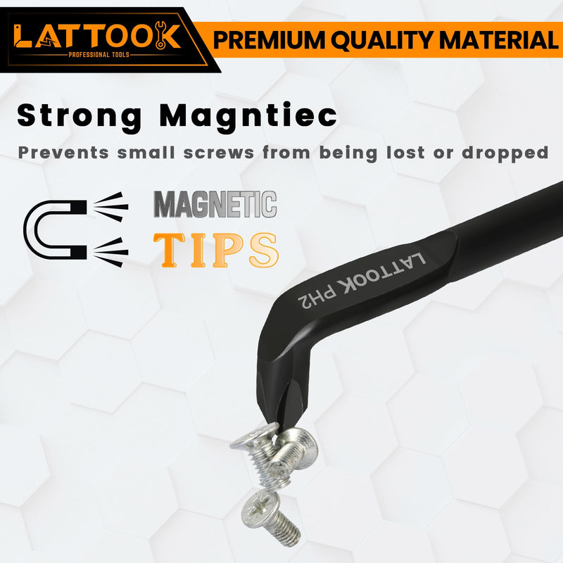 2PCS Right Angle Offset Screwdriver Set, 90 Degree Z-Type Double End Screwdriver with Phillips and Slotted, Bent Low Profile Screwdriver, 15mm Flat Elbow Design for Tight Narrow Space