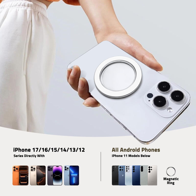 Magnetic Base Compatible with Popsocket Phone Grip and MagSafe，Removable Phone Holder Base for Smartphone and Phone Cases, Upgrade for Phone Stand,White Black Clear
