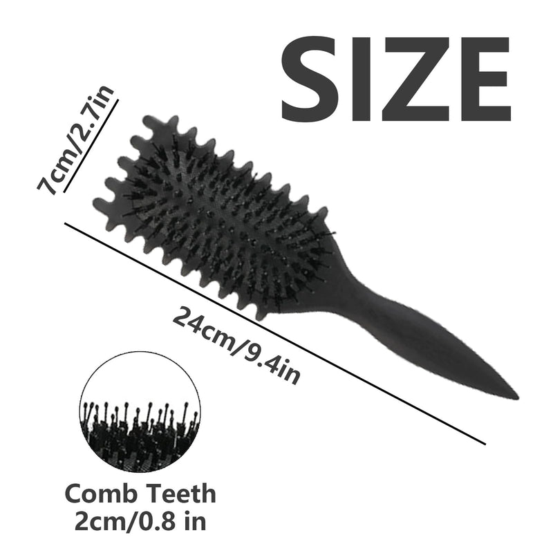 Curl Brush, Curl Defining Brush for Natural Curly Hair, Detangling Styling Brush for Women Girls, Heat Resistant Curling Roller Comb for Frizz Control and Shaping Curls (black) black