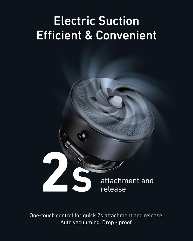 TELESIN Electric Magsafe Car Mount Vacuum Magnetic Car Phone Holder 105N 360° Reinforced Adjustable Swivel Lock, Suction Cup Phone Mount for Your Car/Gym/Mirror/iPhone & Android