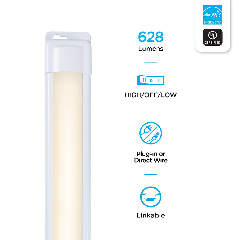Enbrighten Premium Linkable Under Cabinet Fixture, 18in, LED, Linkable, 628 Lumens, 3000K Warm White, 38846-T1 18 Inch