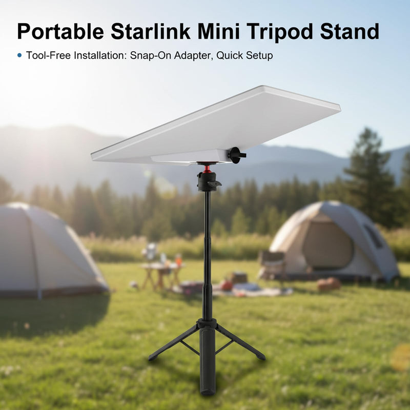 Starlink Mini Tripod Mount Kit , 360° Tilt & Height Adjustable Portable Starlink Mini Stand with Storage Bag and Aluminum Adapter, Heavy Duty Metal Satellites Holder for Outdoor Camping, RV Travel