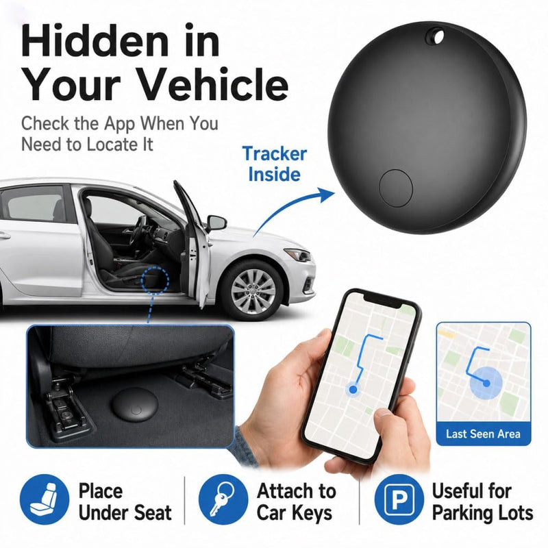 GPS Tracker for Vehicles No Monthly Fee (Android Only) - 2 Pack | Mini Car Tracker Tag, Tracking Devices, Hidden Compatible with Google's Find Hub for Pet, Car, Key, Luggage
