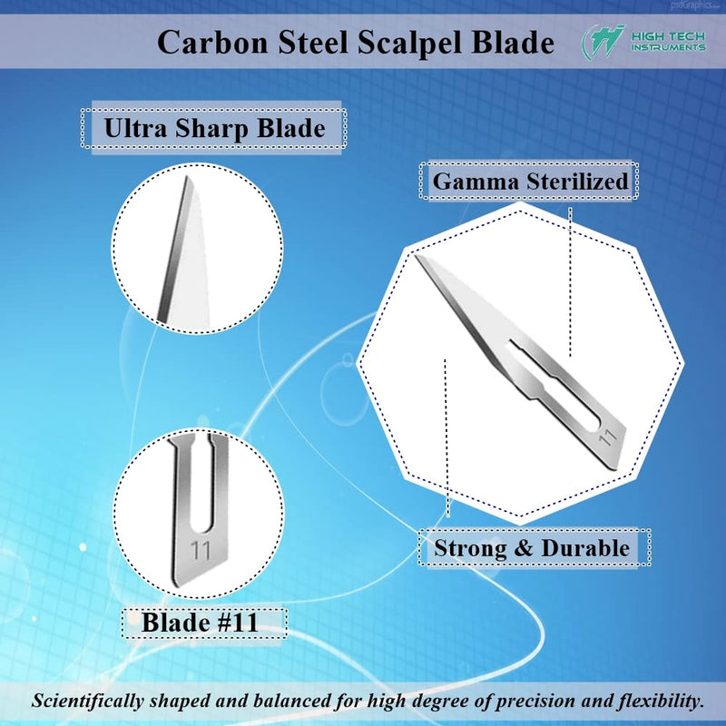 Box of 100 Scalpel Sterile Blades Carbon Steel Individually Foil Wrapped (Blade #11) Blade #11