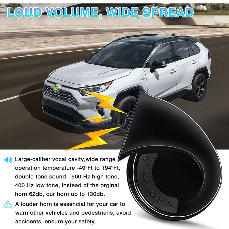 Autorder Car Horn Kit for Toyota RAV4 2025 2024 2023 2022 2021 2020 2019 Accessories 12V Snail Horn Waterproof High Low Tone Car Trumpet Replacement (Black)