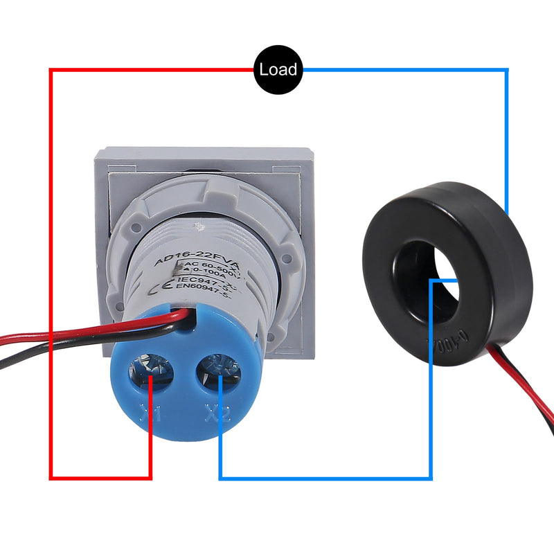 [AUSTRALIA] - Blue LED Display Voltmeter, Square Dual Display Voltmeter and Ammeter LED Digital Voltage Gauge AC 60-500V 0-100A Current Meter Indicator (4pcs) 4pcs