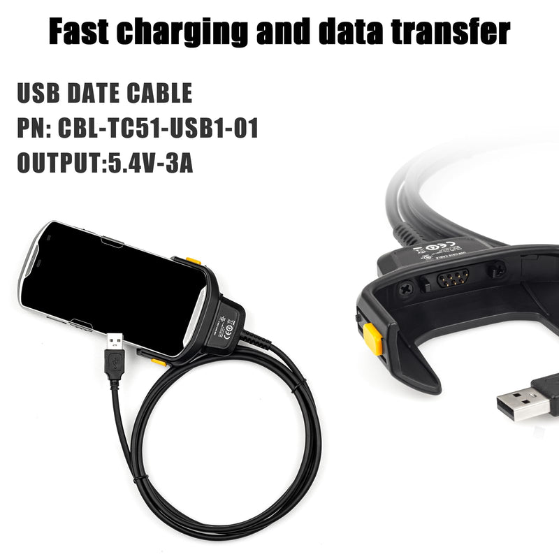 Sicimly for Zebra TC51 TC57 Charger: TC51 TC510 TC510K TC52 TC56 TC57,5.4V 3A Quick Charge with 6ft PDA Handheld Computer Scanner Cable (Replace CBL-TC51-USB1-01) and USB Data Transfer.