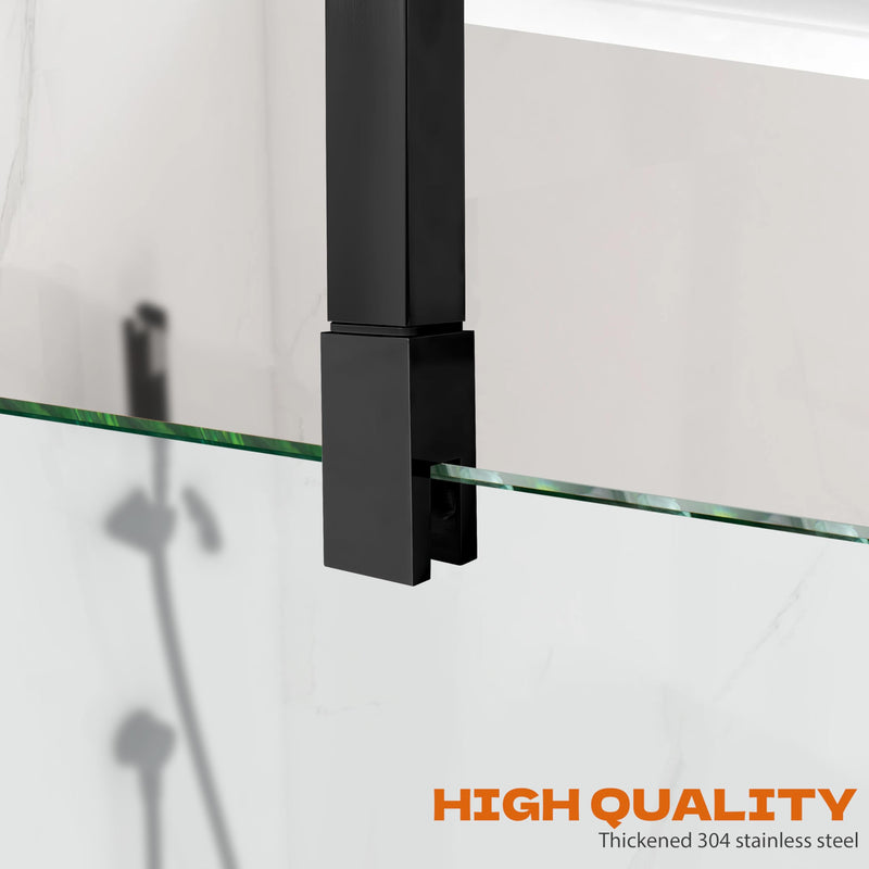 Shower Door Rod, 18 1/5"(462mm)-31 7/10"(805mm) Length Stainless Steel Ceiling-to-Glass Support Bar, for 5/16"(8mm) to 3/8"(10mm) Thick Frameless Glass Door, Matte Black Bracket