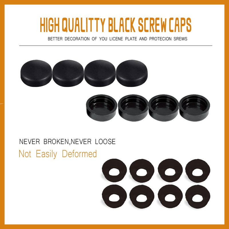 4 Set Black Anti Theft License Plate Screws Kits, Rustproof Stainless Steel Car Tag Plate Mounting Hardware, M6 (1/4") Tamper Proof Screws for Front Rear Frame Holder Mounting Black-K2