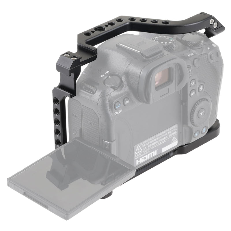 Camera Video Cage for Canon EOS R6 II / R6 III Mirrorless Camera | Built-in Cold Shoe, Arca-Swiss Quick Release Plate, ARRI 3/8"-16 & 1/4"-20 Threaded Holes for Tripod Gimbal Stabilizer