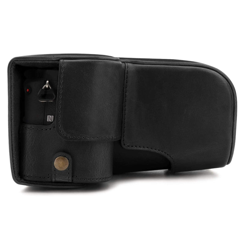 MegaGear MG1804 Ever Ready Leather Camera Case Compatible with Sony Alpha A6600 (18-135mm) - Black