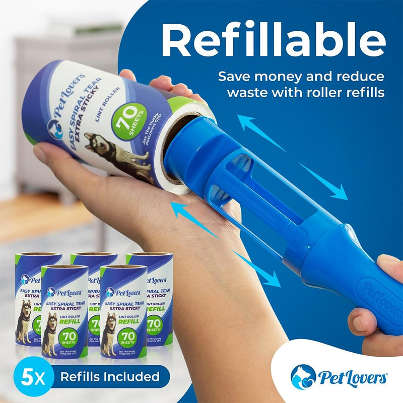 PetLovers Lint Rollers for Pet Hair Extra Sticky 420 Sheets - Lint Remover for Clothes 6 Pack