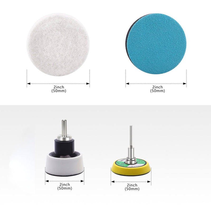2Inch Car Felt Polishing Buffing Pad, 8pcs Polishing Sanding Discs, Felt Polishing Wheel with Towel, 3mm Shank Backing Pad for Rotary Tools to Polish Glass and Metal