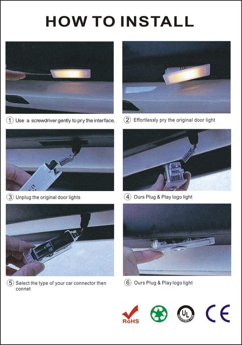 4Pcs Car Door Lights, HD LED Lighting Projector Welcome Light Is Compatible With 1/3/4/5/6/7/X1/X2/X3/X4/X5/X6/X7/M/Z/GT