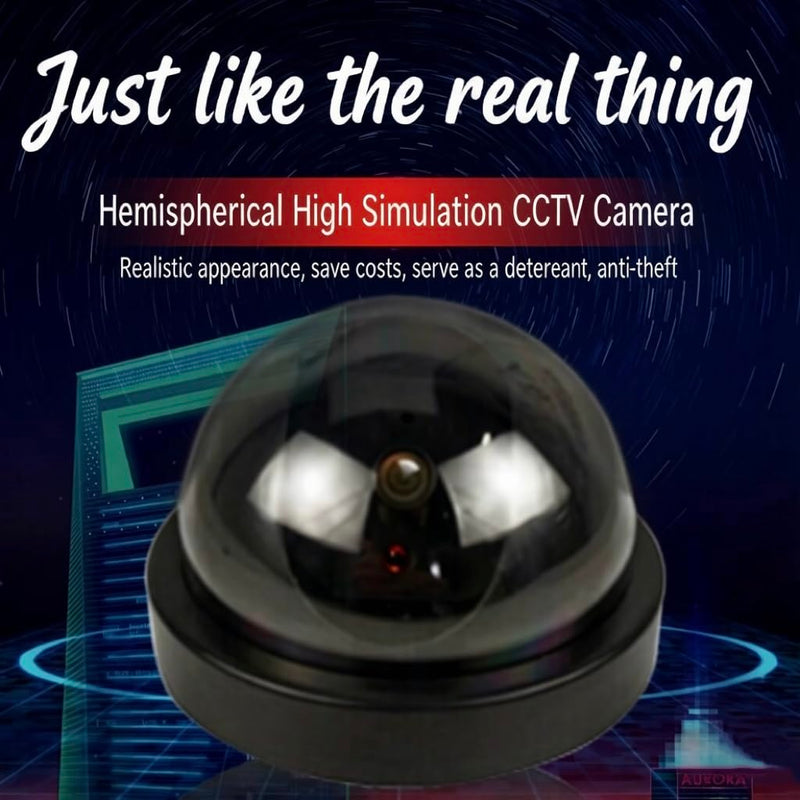 2 Pack Fake Dome Security Camera Dummy CCTV with Flashing Red LED & Warning Stickers black 2 Pack