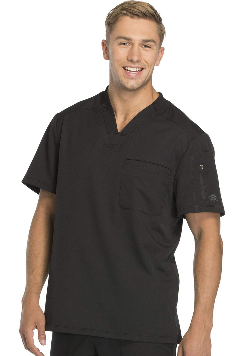 Dickies Dynamix Scrubs for Men Athletic-Inspired V-Neck Chest Pocket Scrub Top with Four-Way Stretch & Moisture Wicking DK610 Large Black