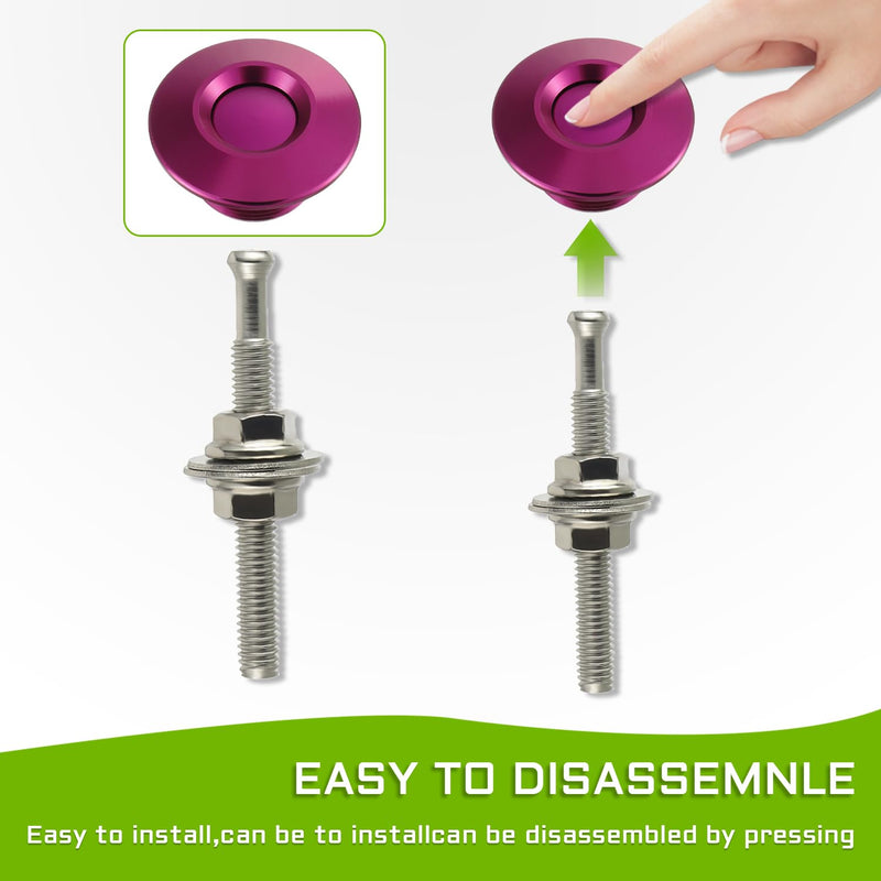 Diameter 1.25 inch Quick Release Latch Bumper Bumper Hood License Plate Lock Clip Kit Universal Aluminum Engine Hood Pin(Pack of 2pcs,Purple) Purple