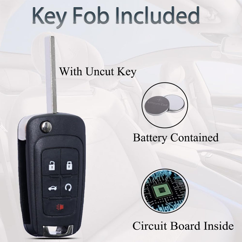 Key Fob Keyless Entry Fits for Chevrolet Camaro Cruze Equinox Impala Malibu Sonic Buick Lacrosse Regal Verano Encore Allure Remote Control Key Replacement 5 Button OHT01060512(Set of 2)