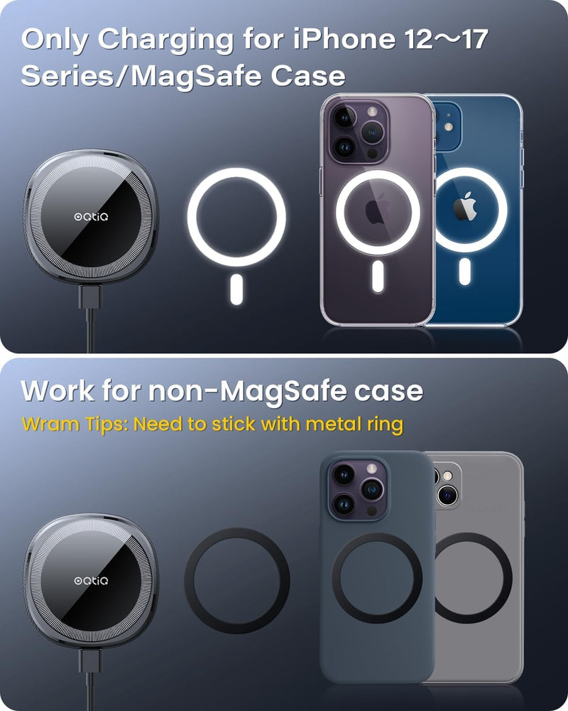 for MagSafe Wireless Car Charger Cup Holder Mount Compatible with iPhone 17/16/15/14/13/12, Magnetic Car Phone Mount 15W Fast Charging Telescopic Arm Heat Dissipation System, with PD 30W Adapter